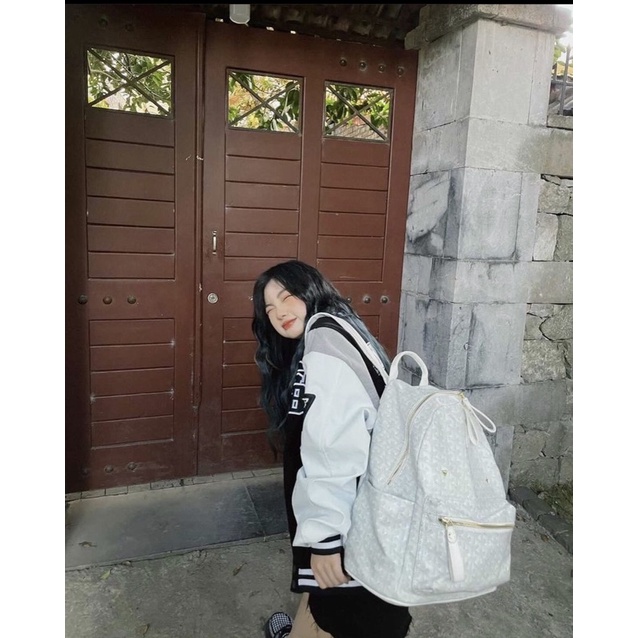 Balo Edmond Maison Trắng - Size M L - Card ví đầy đủ- Hàng auth