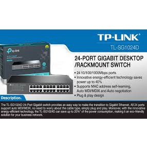 Bộ Chia Mạng 24 Cổng Gigabit TP-Link TL-SG1024D - Switch 24 Port Hộp Kim Loại Hàng Chính Hãng- Bảo Hành 24 Tháng