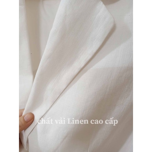 Áo Blazer 1 lớp linen trắng hàng xuất dư | BigBuy360 - bigbuy360.vn