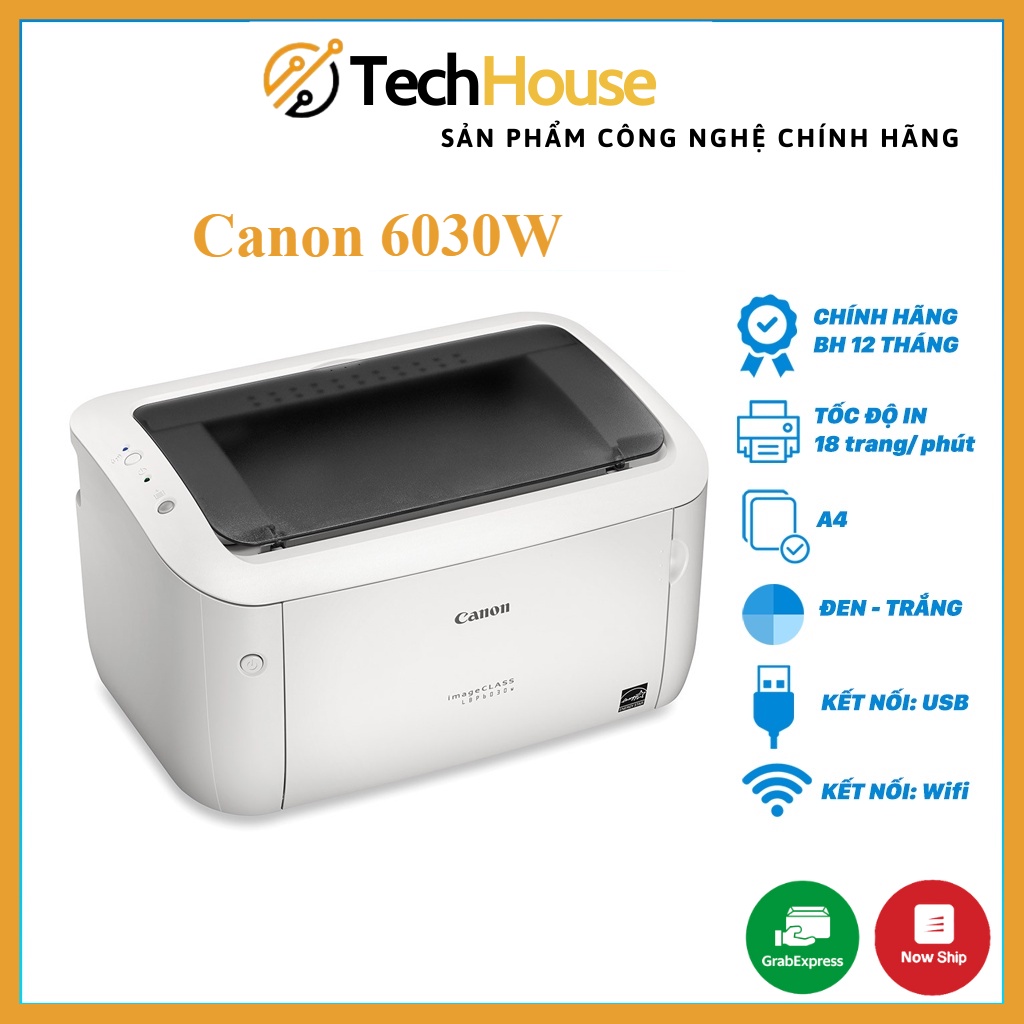 Máy in Canon laser LBP 6030 và 6030W in Wifi đen trắng - Hàng chính hãng BH 12T