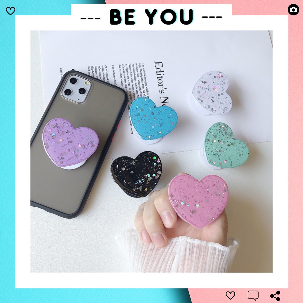 Giá Đỡ Chống Lưng Cho Điện Thoại PopSocket Hình Trái Tim Dễ Thương