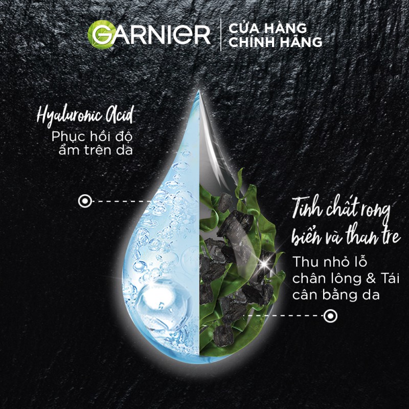 Bộ 5 mặt nạ tảo đen &amp; than tre thanh lọc da Garnier Charcoal &amp; Black Algae Serum Mask