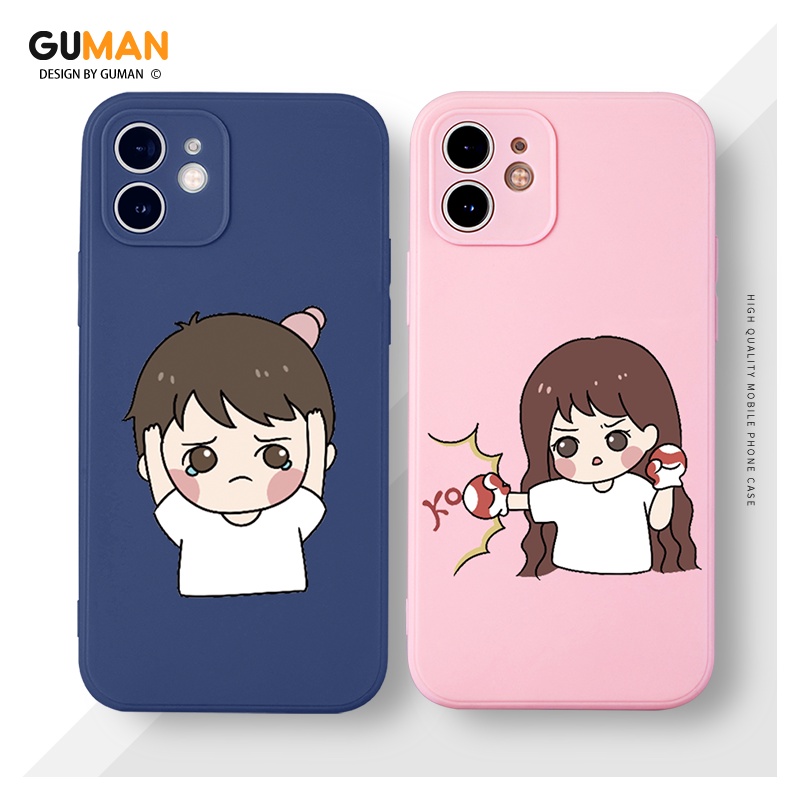 Ốp Điện Thoại GUMAN Mềm chống bẩn ngộ nghĩnh độc lạ nam nữ hoạt hình cặp đôi dễ thương đẹp cho iPhone 13 12 11 Pro Max SE 2020 X XR XS 8 7 ip 6S 6 Plus kute XYI583