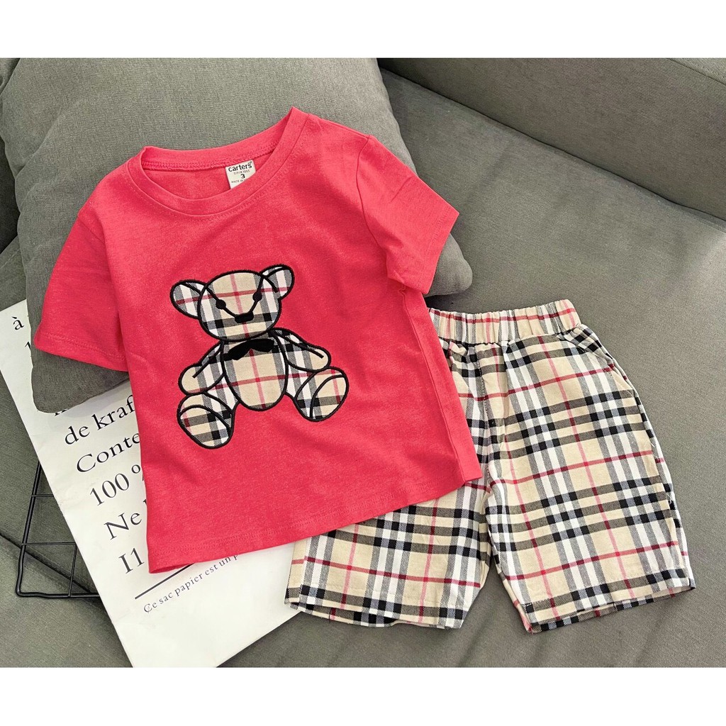 Đồ đôi bé trai bé gái chất thun cotton chính phẩm phối chân váy kaki mền đẹp 9-28kg Link 2