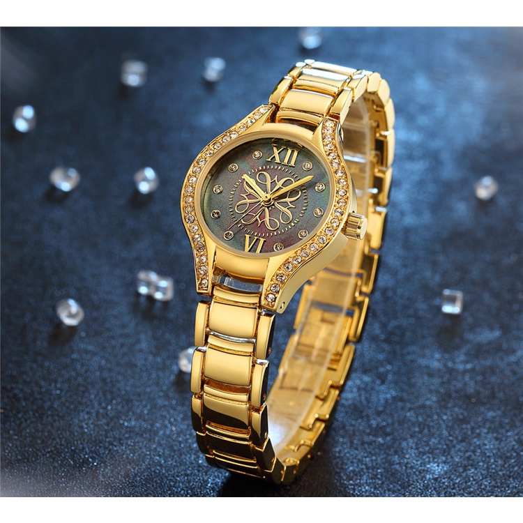 Đồng hồ thạch anh nữ CRRJU 2126 S thời trang thông thường bằng thép không gỉ chống thấm nước