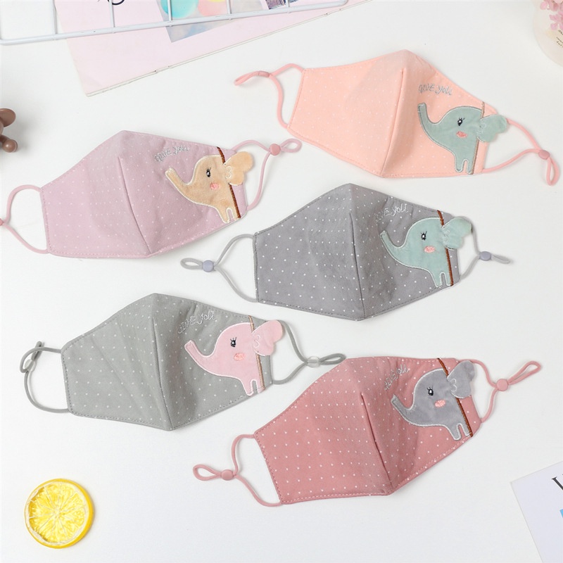 Khẩu Trang cotton Chống Bụi Thoáng Khí In Hình Chú Voi Dễ Thương Có Thể Tái Sử Dụng Cho Bé 3-10 Tuổi