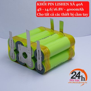 Ps24. khối pin lishen xanh 4s- 14.6v - 16.8 - 4.000mah xả 40a thích hợp cho tất cả các loại máy cầm tay