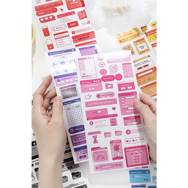 Peach 1Pcs Bling Bling computer material stickers metaverse Journal Scrapbook Decor Sticker
