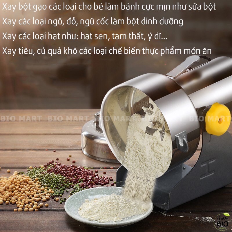 Máy xay bột khô đa năng siêu mịn SEKA 800Y - Máy nghiền đồ khô, bột, ngũ cốc, gạo, thịt cá INOX 304 1400W - BIO206