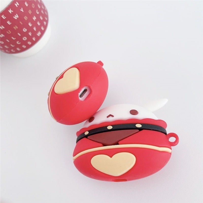 Vỏ bảo vệ hộp sạc tai nghe Klee Ganyu Keqing Bomb Dango bằng silicon