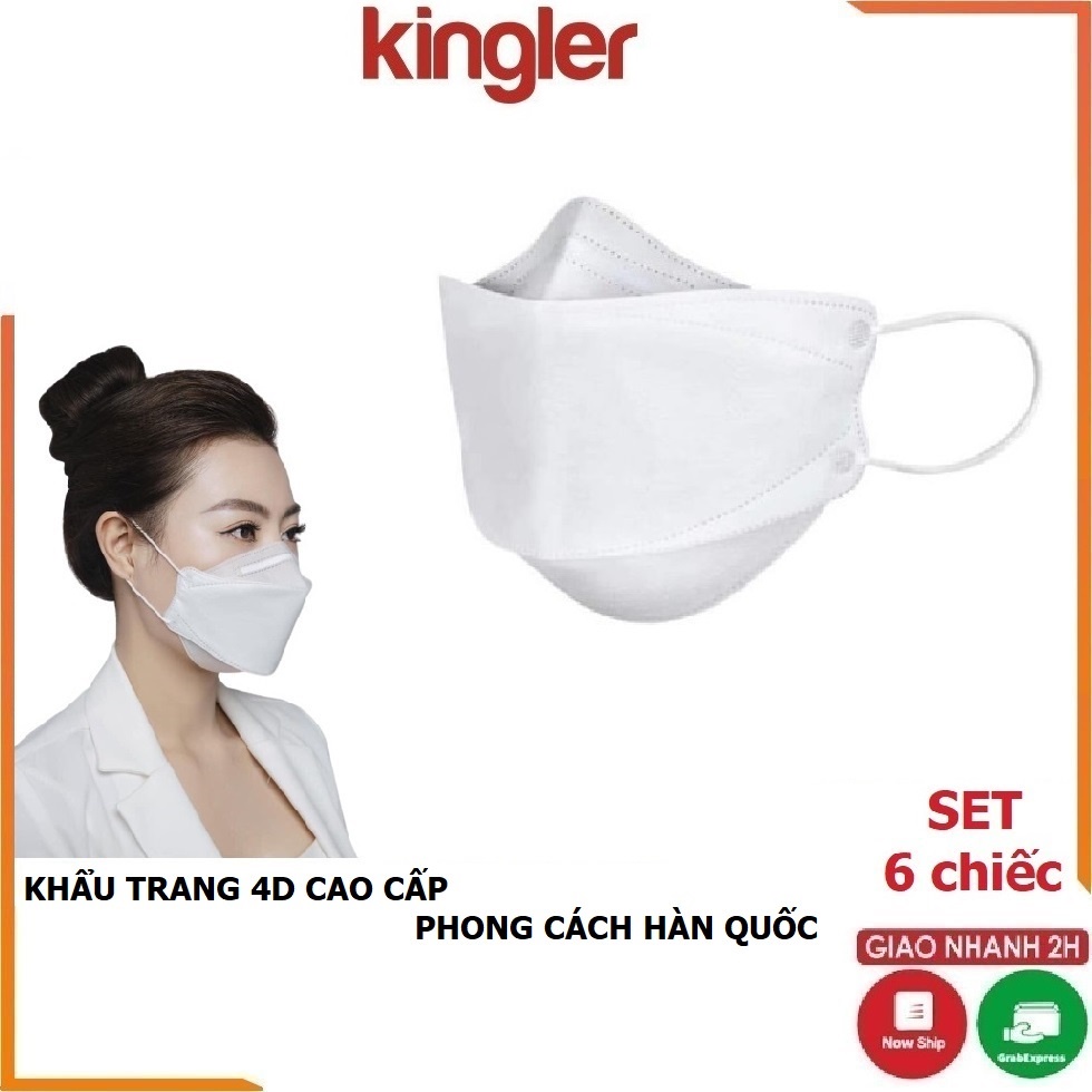 Gói 6 Khẩu Trang 4D - YOKI Cao Cấp 4 Lớp, Kháng Khuẩn, Chống Bụi, Kiểu Hàn Quốc, Không Lem Son. Kingler 7799