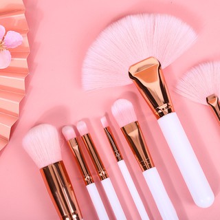 Bộ Cọ Trang Điểm Cá Nhân Nội Địa Trung Màu Hồng – Nine Beauty Set 8 Cây