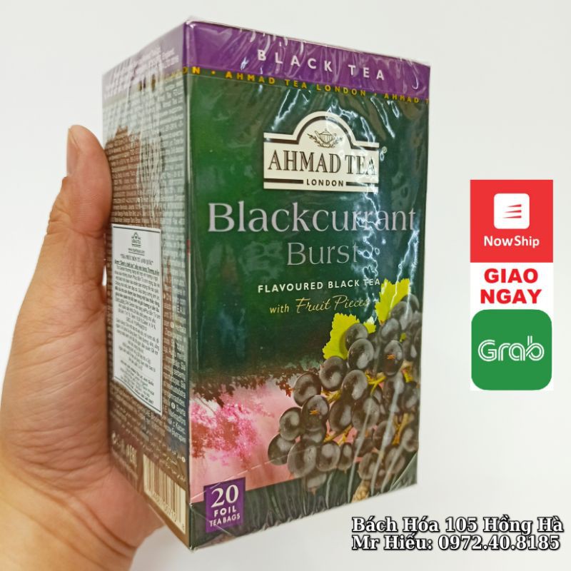 [T5/2023] Trà Ahmad Tea vị Phúc Bồn Tử hộp 20 gói - Blackcurrant Burst