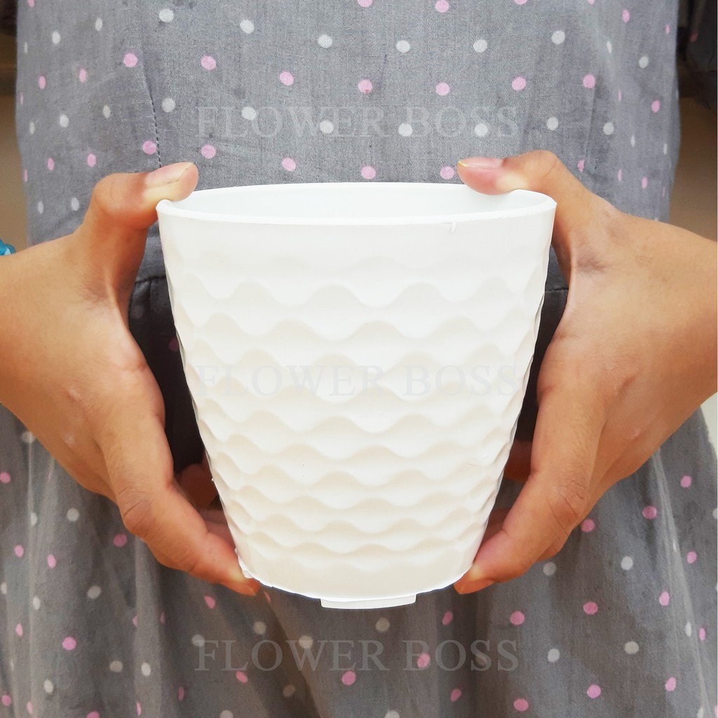 Chậu nhựa cao cấp Gợn Sóng dày, đẹp, bóng men giả sứ - Chậu trồng kiểng, cây cảnh, hoa quả