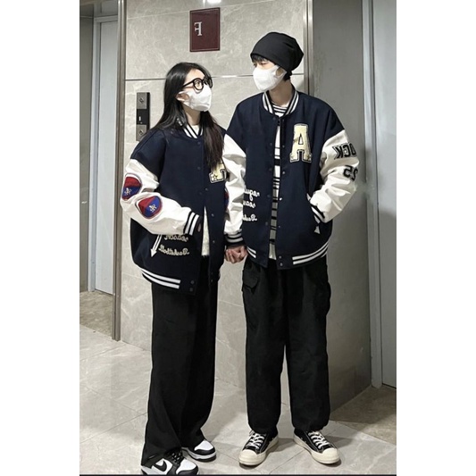 Áo khoác dù unisex kiểu bomber có nút thời trang hàn, mẫu bomber bigsize đến 92 kg