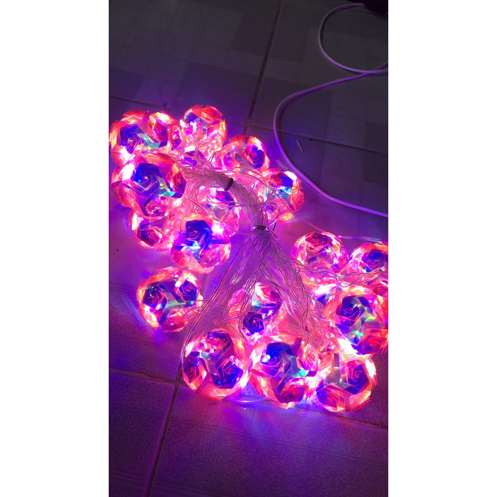 Dây LED trang trí cầu hoa hồng 3D, 20 bóng, 5 mét