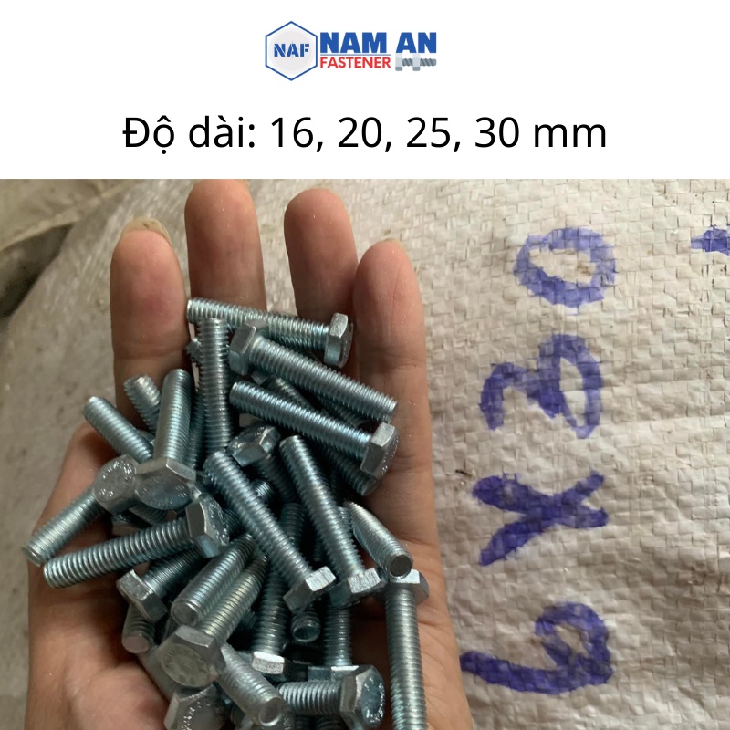 300 con Bulong M6 cấp bền 8.8, bu lông lục giác M6, chiều dài 16, 20, 25, 30mm. Màu: Đen, Vàng, Trắng