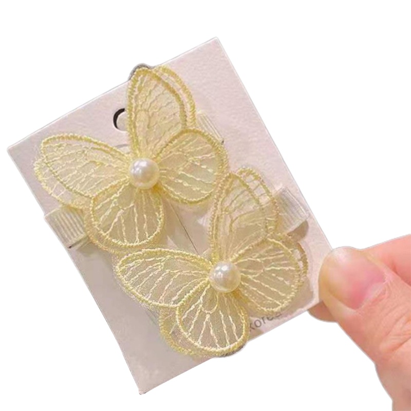 Set 2 Kẹp Tóc Hình Bướm Thêu Xinh Xắn Cho Bé Gái