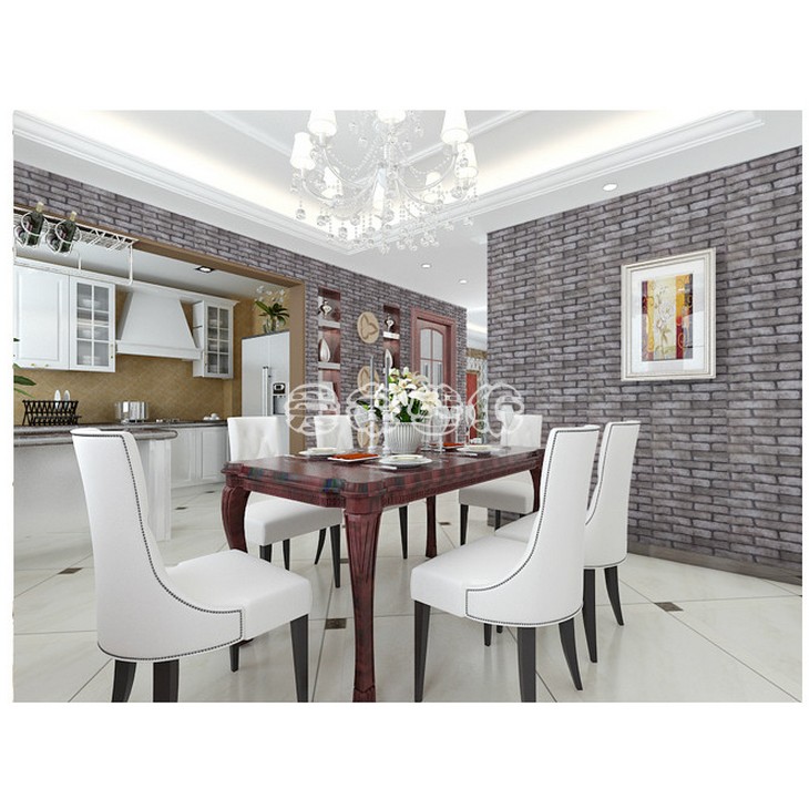 Decal giấy dán tường gạch xám rêu khổ rộng 0.45m