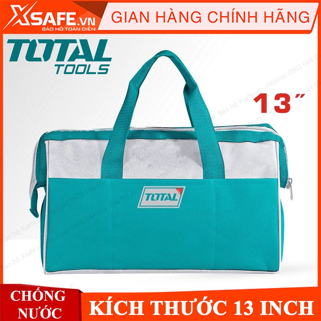 Túi đồ nghề dụng cụ Total THT26131 rộng 13 inch, giỏ đồ nghề cho cơ khí, điện lạnh, công trình, vải polyester 2 lớp