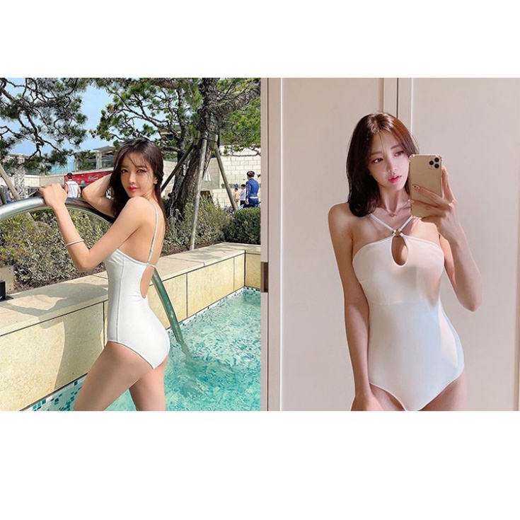 Bikini 1 mảnh yếm hở lưng đồ bơi đi biển liền thân che bụng sexy Hàn Quốc nâng ngực DOLPHIN246 2558 D-3