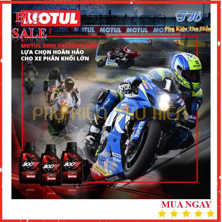 Nhớt Máy Motul 300V Factory Line Road Raicng 10W40 1L - Nhớt Chính Hãng Cho Xe Số Tay Côn, Xe Phân Khối Lớn