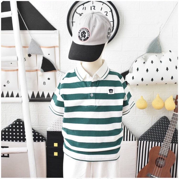 Áo Polo bé trai áo thun có cổ bé trai Newbetty Kẻ sọc TrắngXanhLá. GRETH ơi
