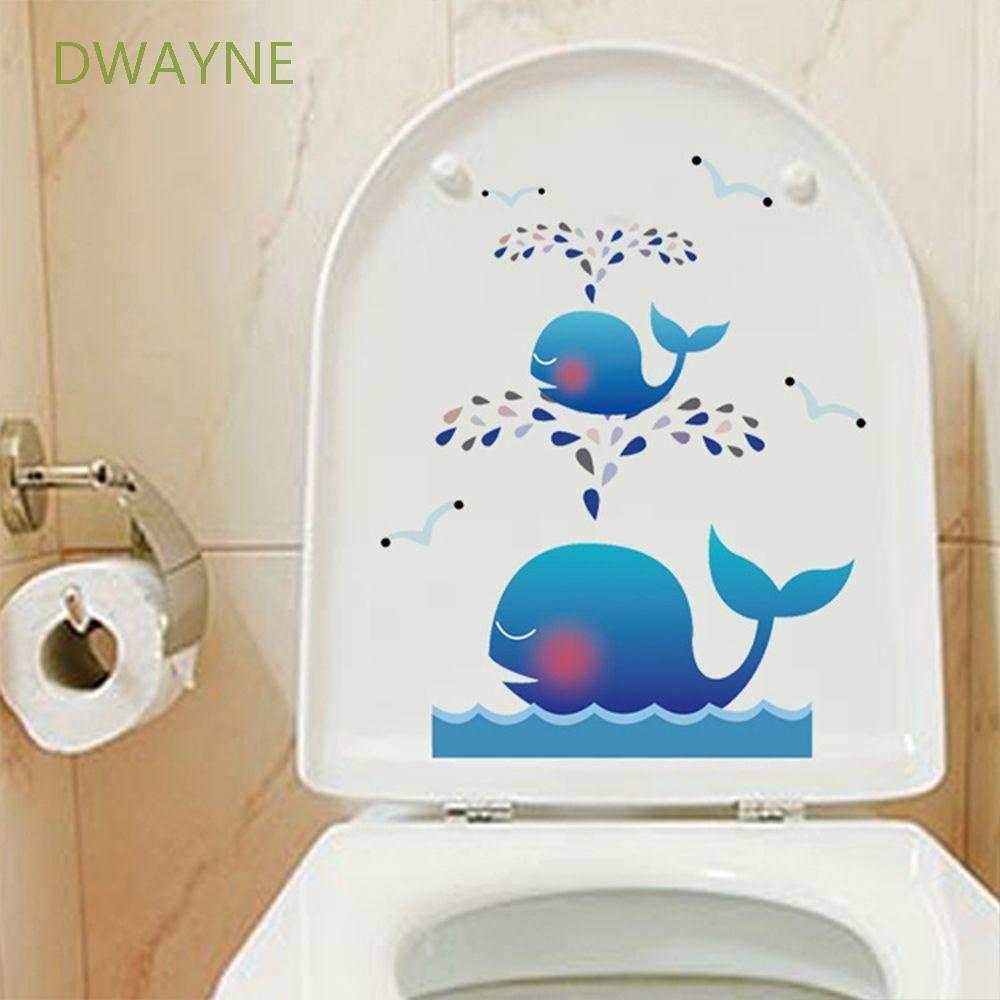 Miếng Dán Trang Trí Nhà Vệ Sinh / Tủ Lạnh Bằng Pvc Chống Thấm Nước Họa Tiết Cá Voi Hoạt Hình Nhiều Màu Dễ Thương