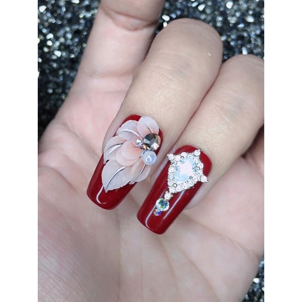 Hoa hột nail- Hoa góc tay đính đá
