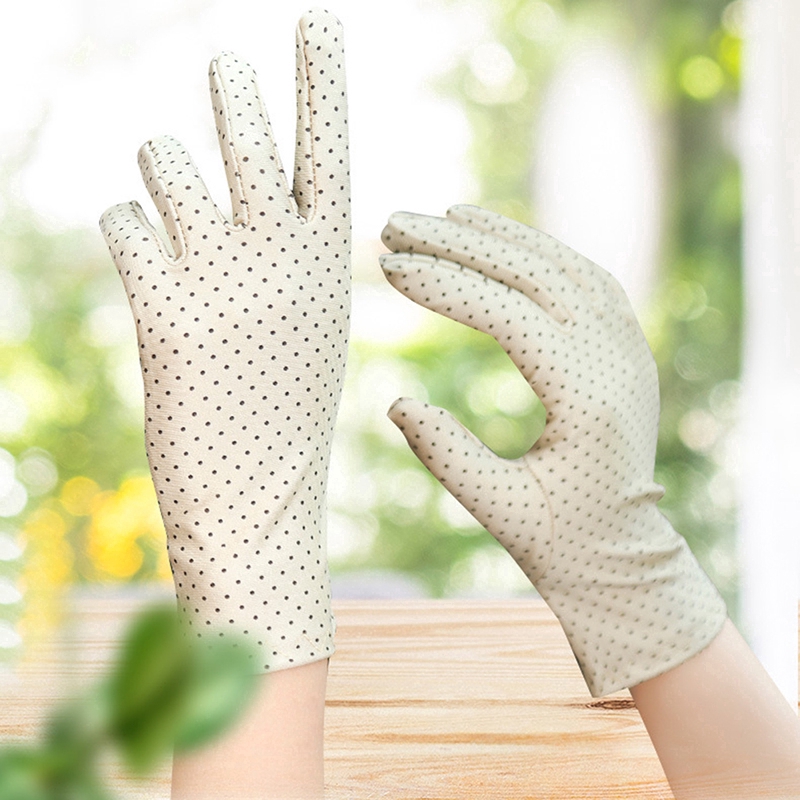 1 Đôi Găng Tay Chống Nắng Họa Tiết Chấm Bi Cho Nữ