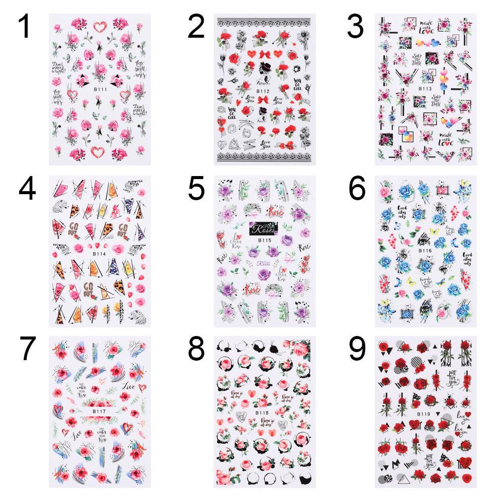 HS Sticker Dán Móng Chống Nước Hình Hoa Hồng