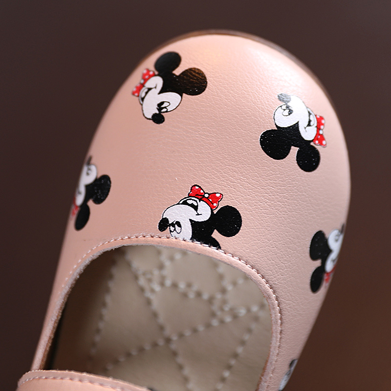 Giày Búp Bê Đế Cao Su Mềm In Hình Chuột Mickey Dễ Thương Dành Cho Bé Gái