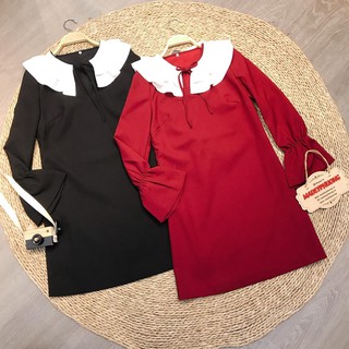 Suông cổ bèo trắng tay chun