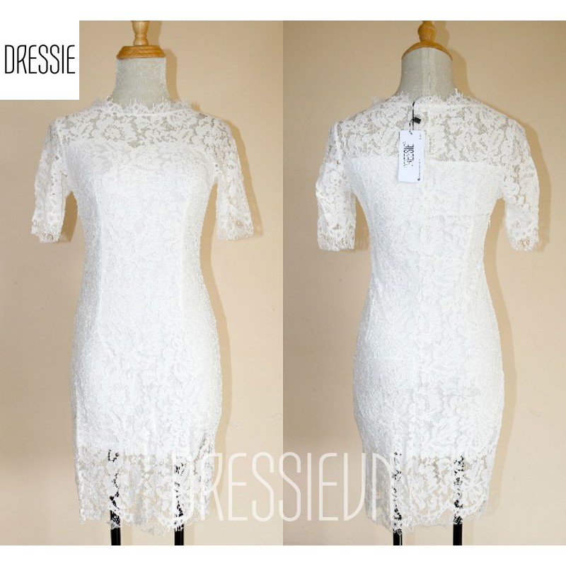 Váy Áo Đầm Ren Ôm Body DRESSIE Thời Trang Nữ Công Sở Dạo Phố Dự Tiệc Đám Cưới - DB74 (Đen - Trắng - Đỏ) | BigBuy360 - bigbuy360.vn