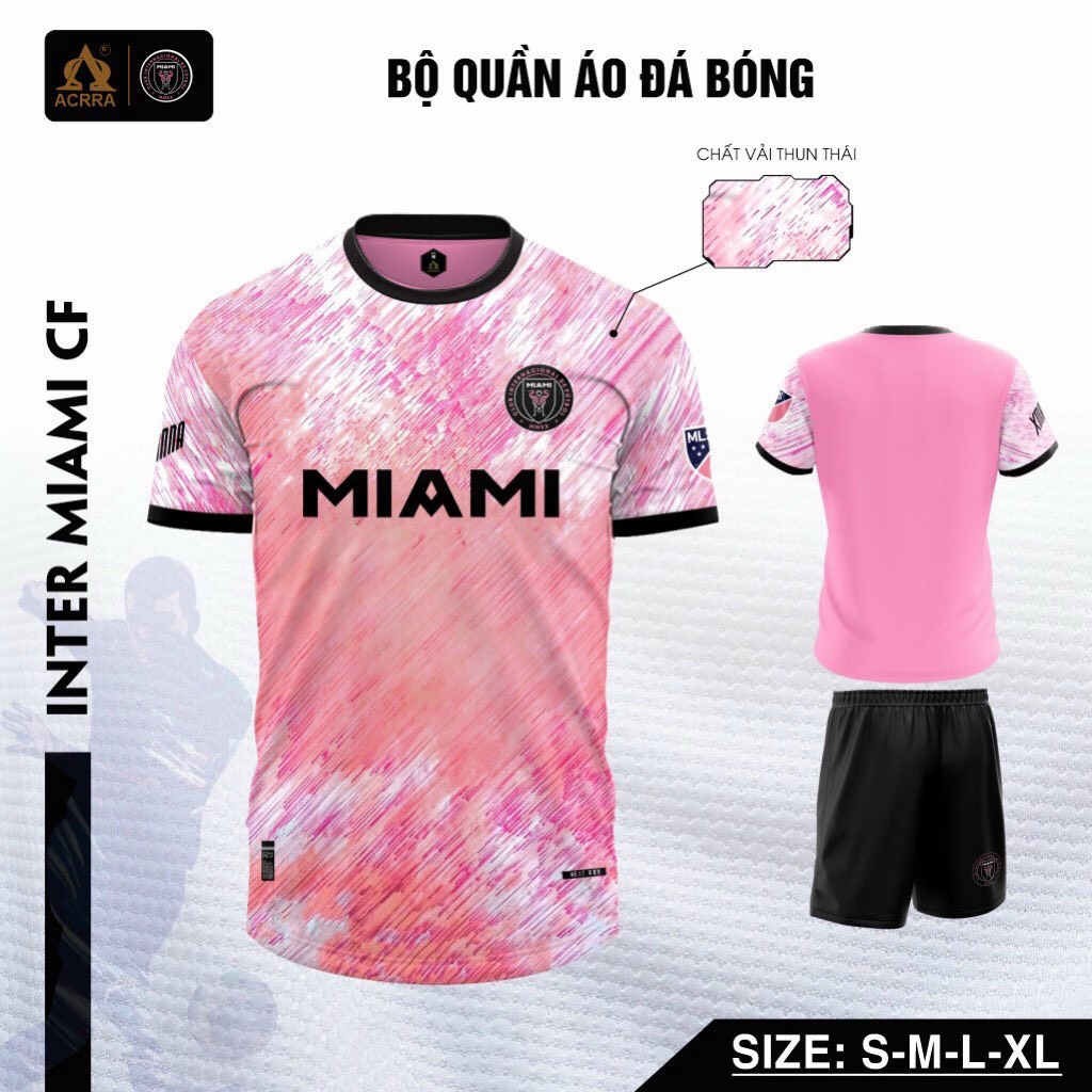 Quần Áo Bóng Đá, Đồ Đá Banh CLB Miami Hồng Chất Liệu Thun Thái Cao Cấp