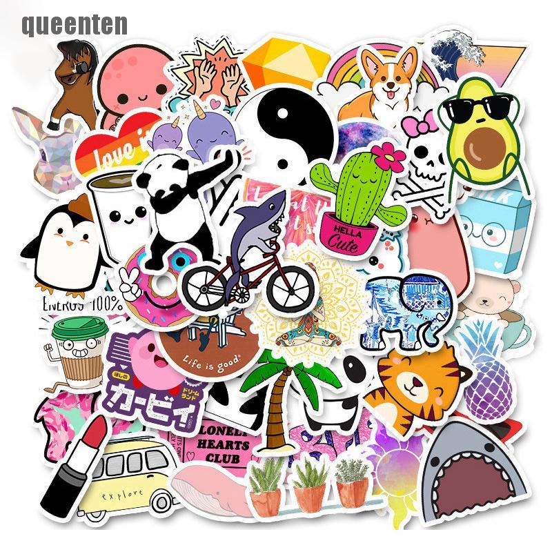 Set 50 nhãn dán trang trí vali/đàn guitar/laptop họa tiết graffiti