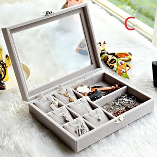 Hộp đựng trang sức nắp trong suốt cao cấp HDTS01