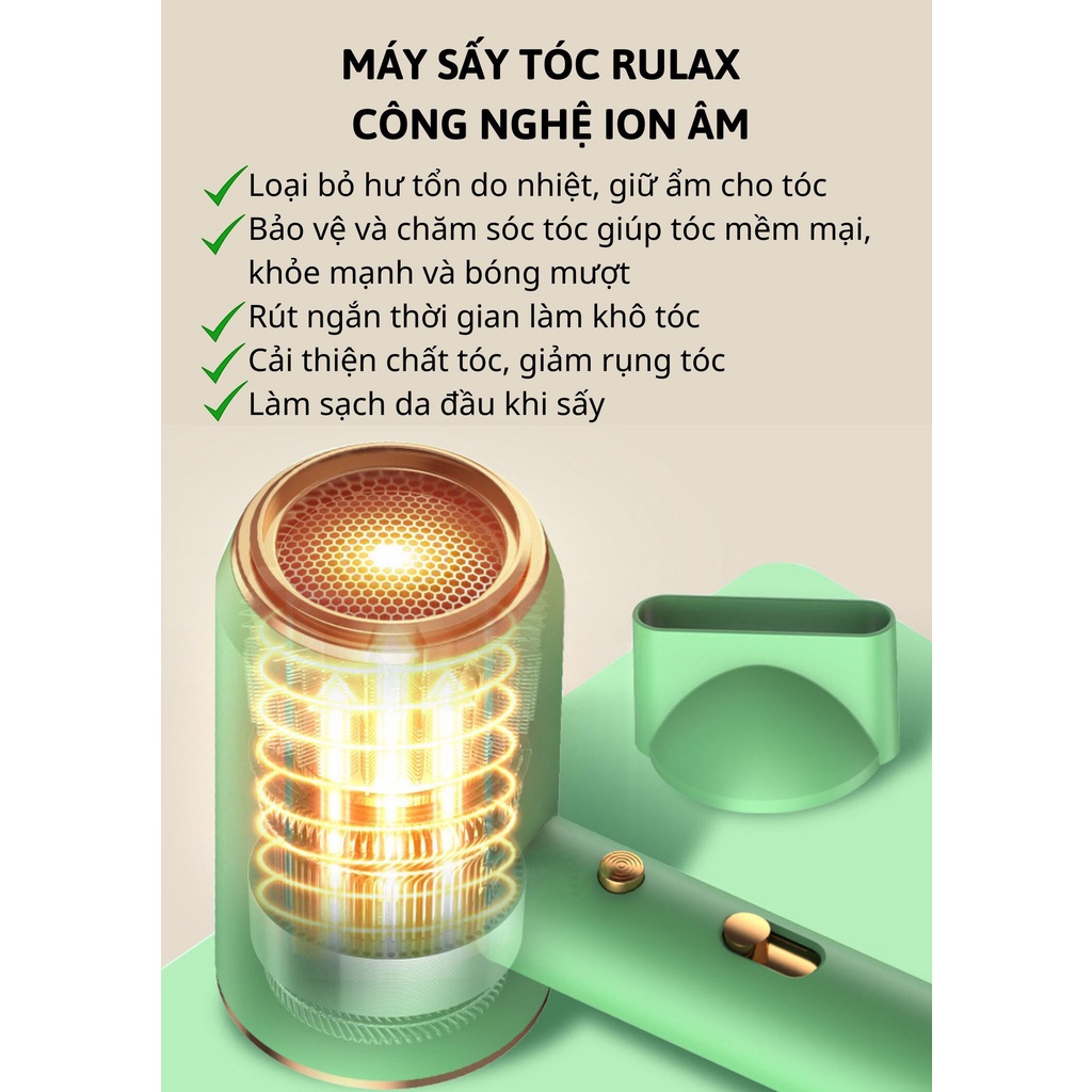 Máy Sấy Tóc Rulax 2 Chiều Nóng Lạnh, Chống Xơ Rối Tóc Bằng Công Nghệ ION - Hàng Chính Hãng