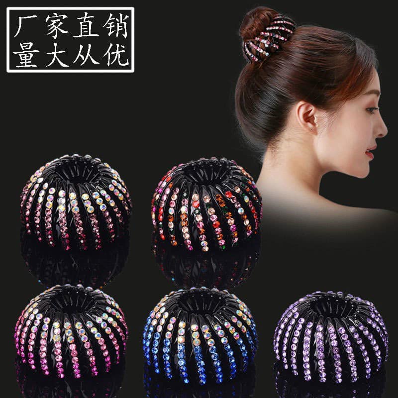Kẹp tóc búi tròn đính đá thời trang