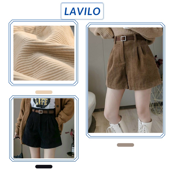 Quần short nữ nhung tăm cao cấp mùa hè - Quần đùi nữ mặc nhà LAVILO QD01