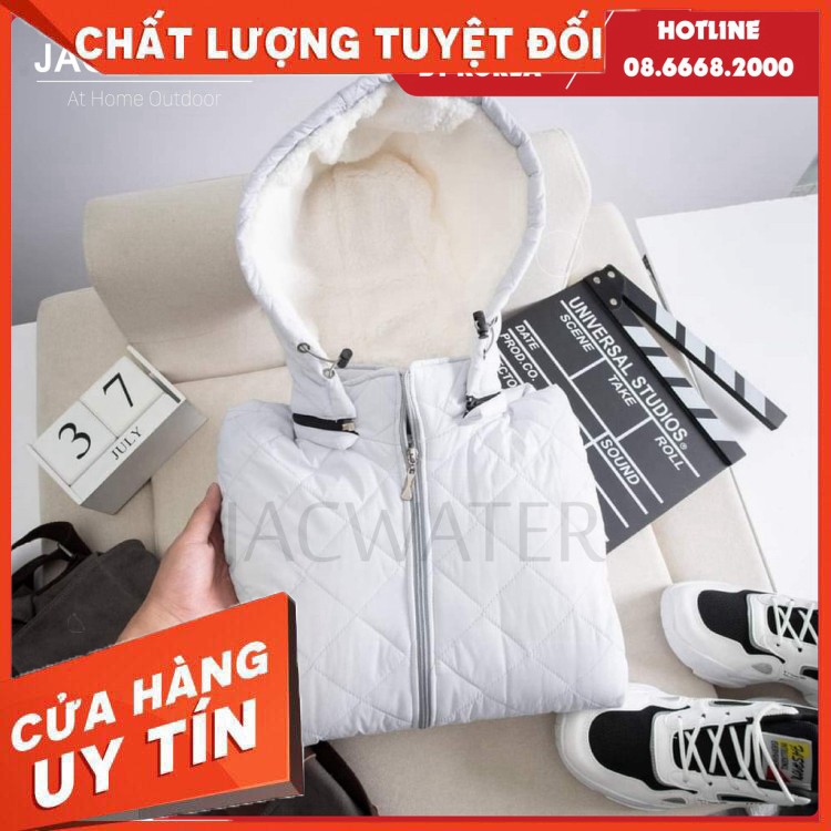 HÀNG NHẬP KHẨU -  Áo phao trần trám nam chống nước, vải bông lót lông cừu màu trơn phong cách Hàn Quốc JACWATER V555 - H