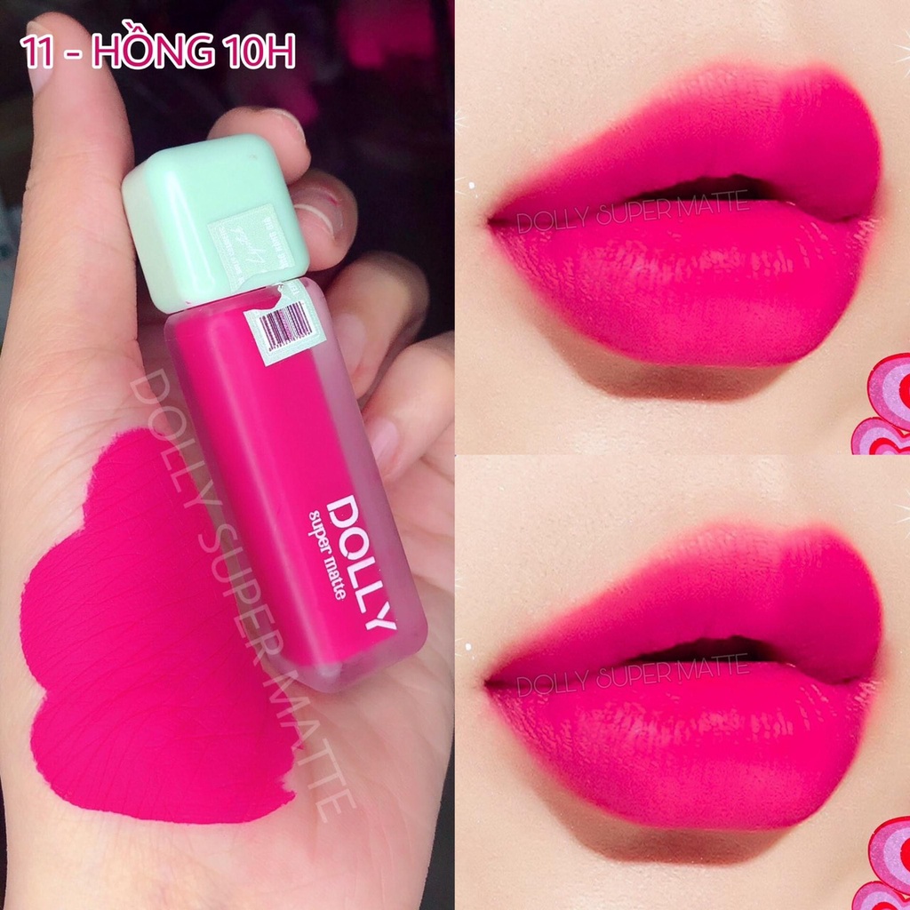 Son kem lì  Dolly super matte, son kem lì không chì bền màu lâu trôi MUA 2 THỎI TẶNG 1 DƯỠNG MÔI