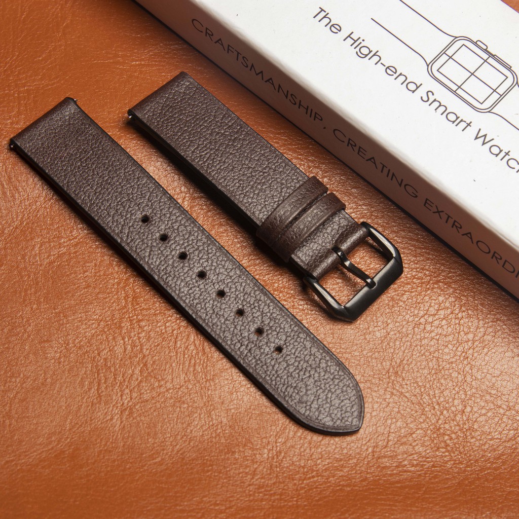 Dây da bê alran cafe Handmade Cho Đồng Hồ SAMSUNG GALAXY WATCH kèm chốt thông minh,da thật lót da chồng thấm nước