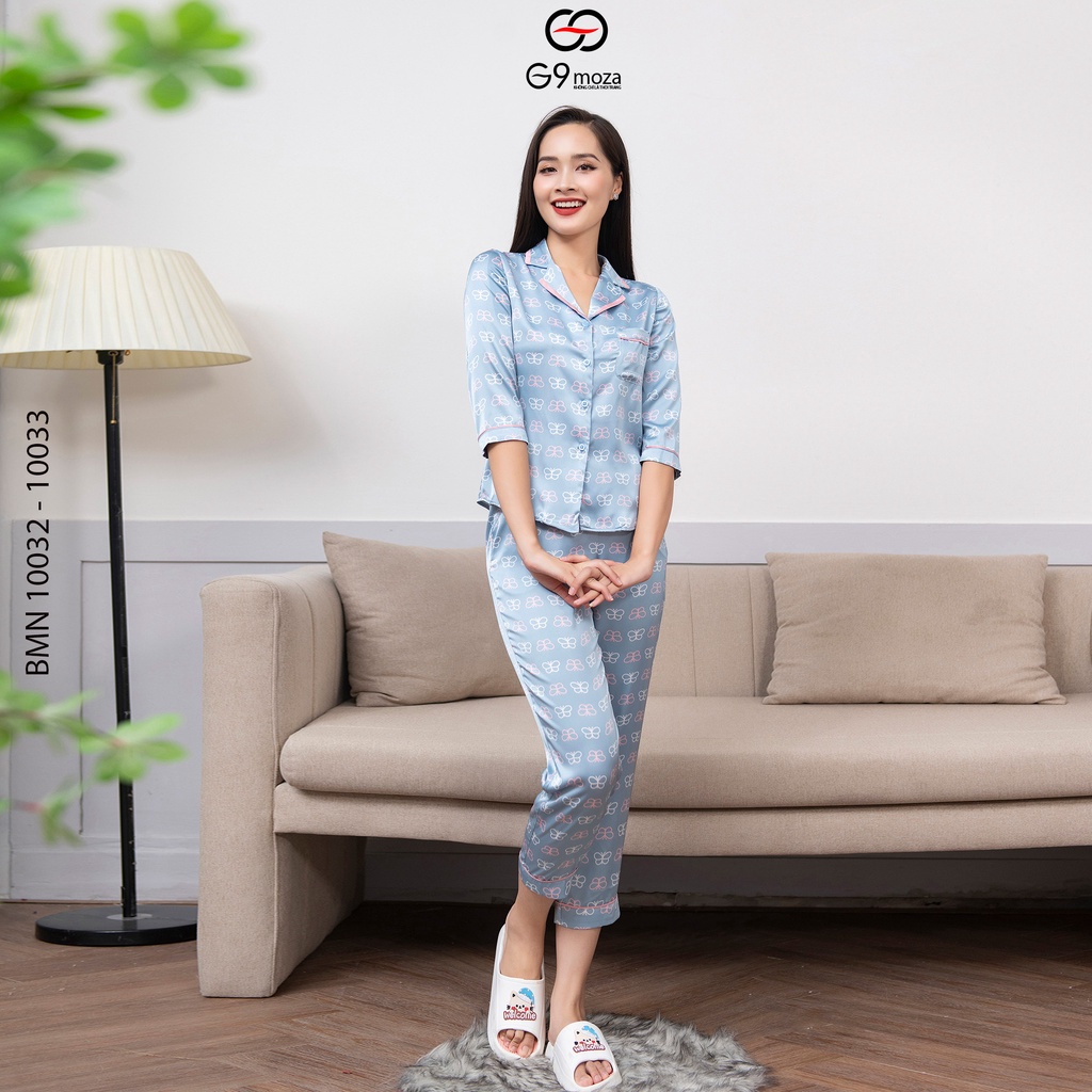 Bộ pyjama 10032 G9moza chất liệu lụa mềm mịn