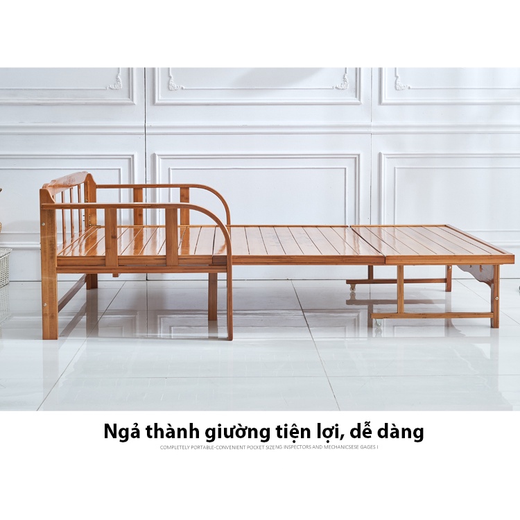 [Tặng Nệm Gối] - Giường tre gấp gọn thành ghế sofa tiết kiệm diện tích, Giường sofa tre ngủ thông minh gấp gọn 190x120cm