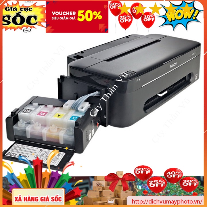 Máy in phun màu khổ A4 Epson L100 (Có bộ tiếp mực ngoài chính hãng Epson) hàng mới 100% có bảo hành