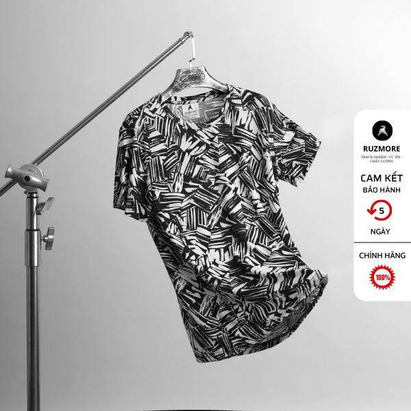 Áo Phông Nam Cao Cấp, Áo Thun Nam Cổ Tròn Họa Tiết Chất Vải Không Nhàu Bai Xù Nhão RUZMORE