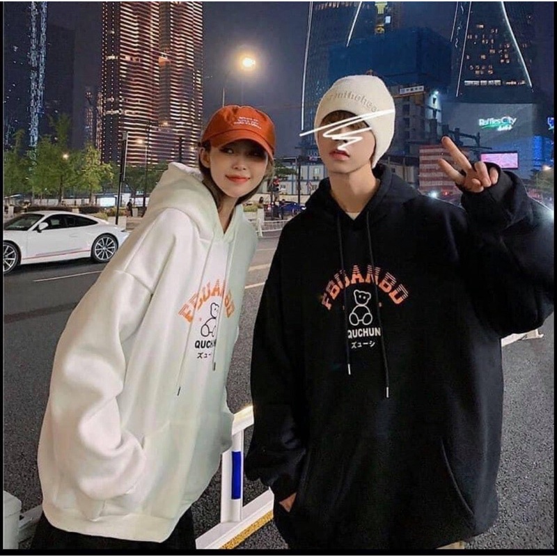 áo hoodie mũ 2 lớp in hình gấu nhỏ