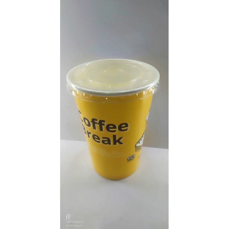 50 Ly Giấy In Hình Coffee Break 16oz – 450 ml Có Nắp | Ly giấy cafe | Ly giấy 500ml | Ly giấy đựng cà phê | Cốc giấy