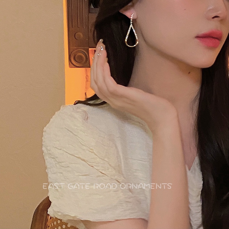 Bông Tai Hình Giọt Nước Đính Đá Phong Cách retro Âu Mỹ Thời Trang Sang Trọng Cho Nữ